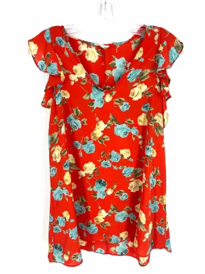 143 Story Size S Rd/Bl/Yw Floral Ruffle Tops Top-Sleeveless