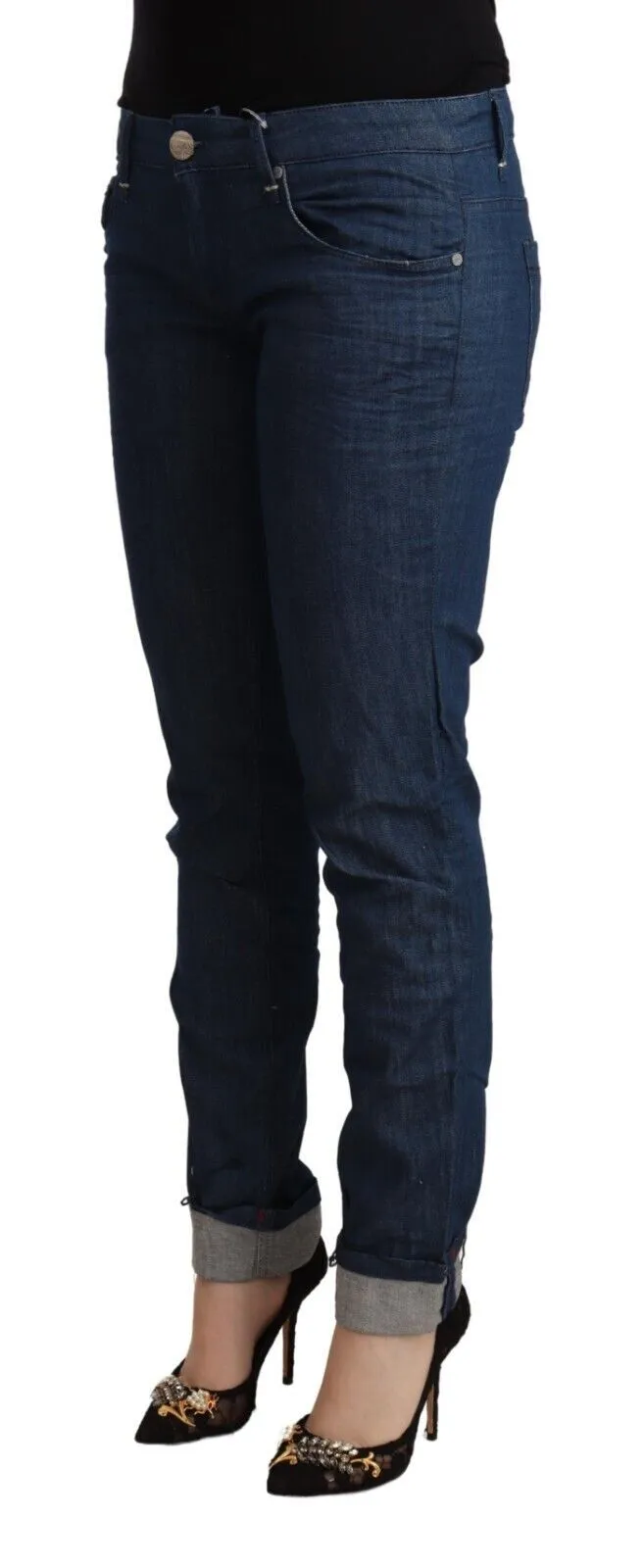 Acht  Cotton Low Waist Skinny  Folded Hem Women's Jeans