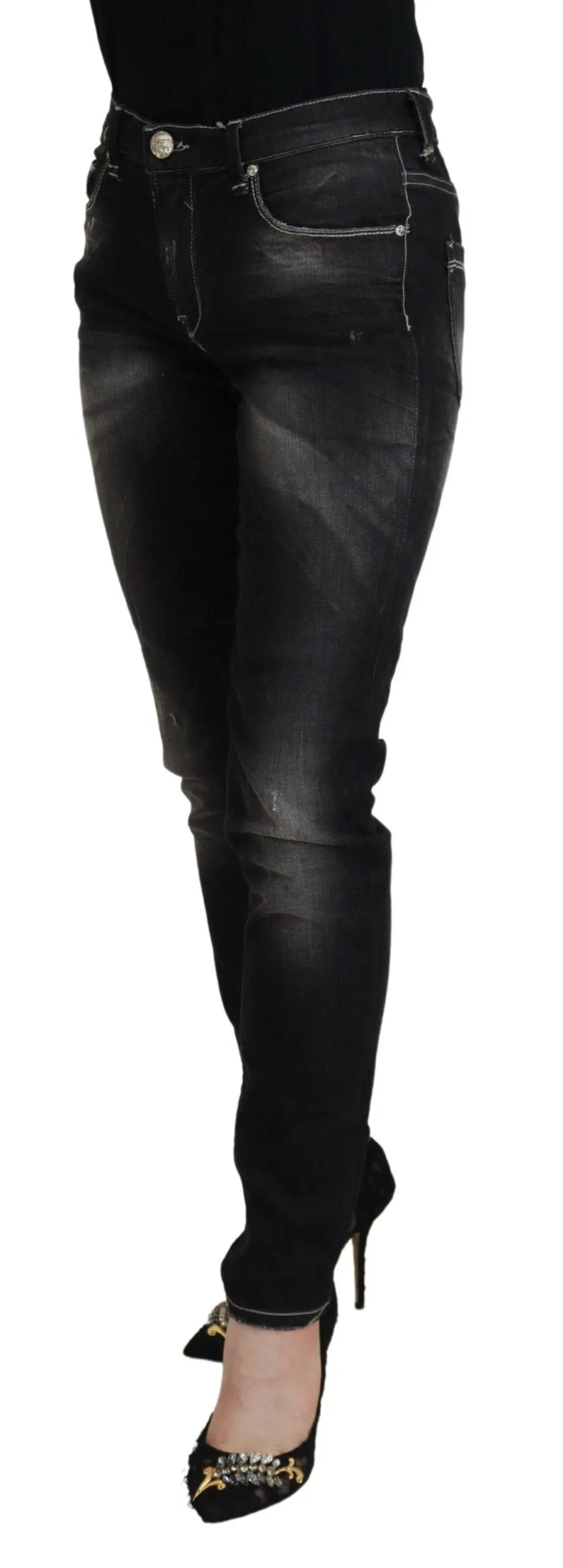 Acht  Washed Mid Waist Tape Women Casual blue Women's Jeans