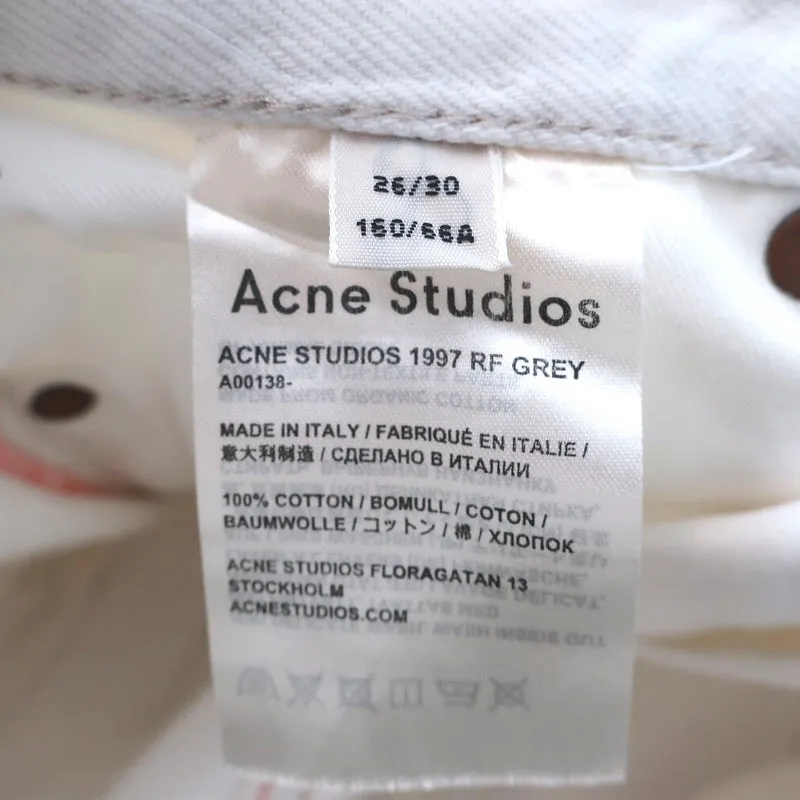 Acne Studios 1997 Frayed Patchwork Jeans Very Light Gray Denim Size 26