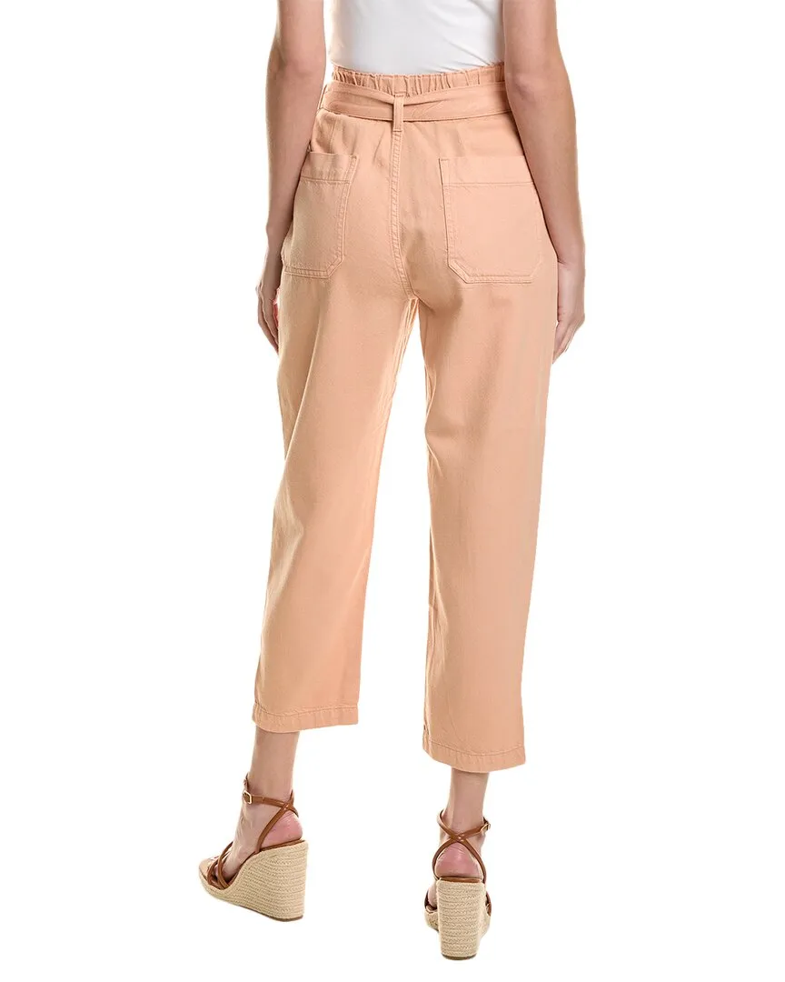 AG Jeans High-Rise Barrel Silk-Blend Paperbag Pant