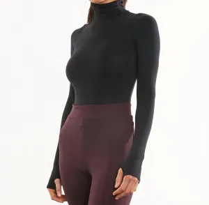 Ballet Long Sleeve Turtleneck Bodysuit In Black