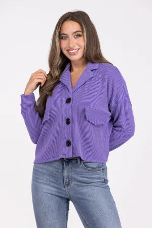 Better Now Women's Ribbed Cropped Shacket