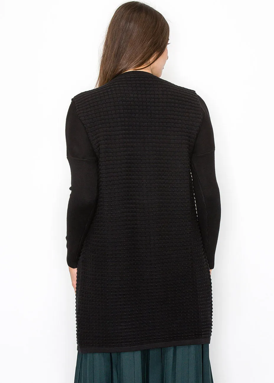 Black Knit Vest with Gold Button Details