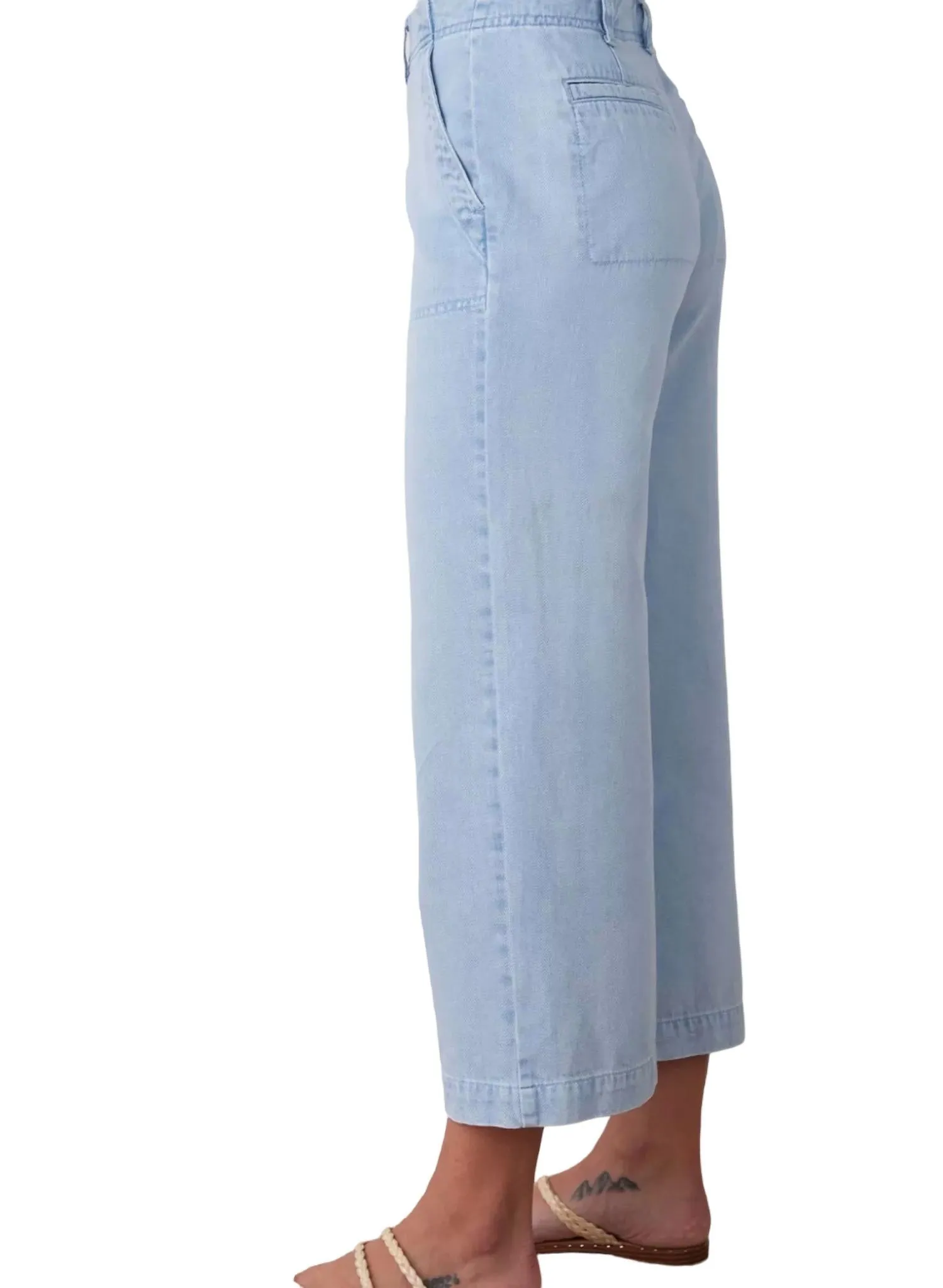 Blakely Utility Wide Leg Crop Pant In Sun Faded Wash
