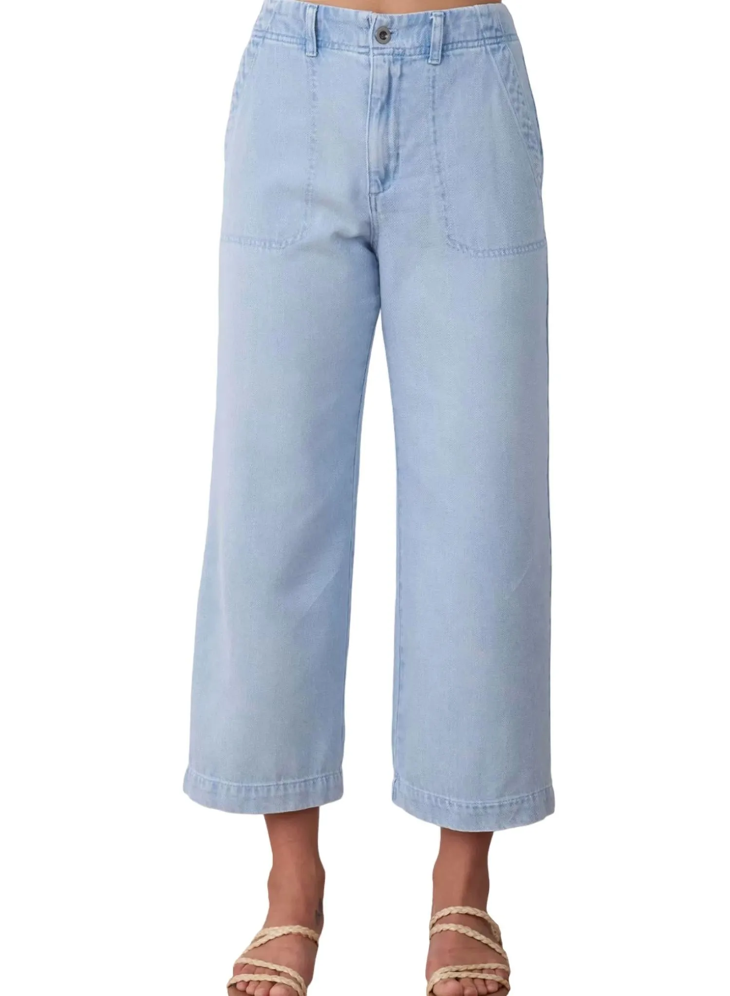 Blakely Utility Wide Leg Crop Pant In Sun Faded Wash