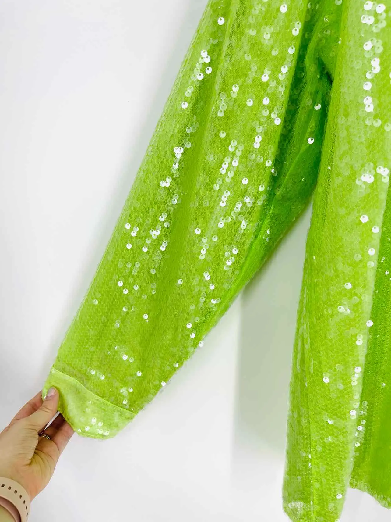 Blue Buttercup Size L Lime Green Sequined NEW Tops Blouse