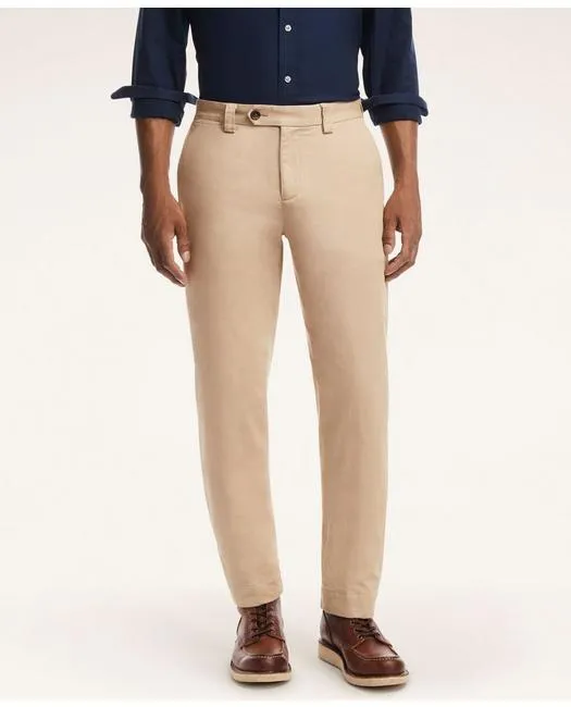 Brooks Brothers Men's Clark Straight-Fit Stretch Flannel Lined Chino Pants Light Beige Brooks Brothers