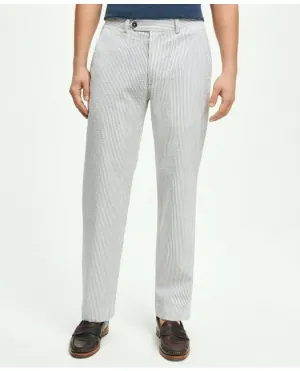 Brooks Brothers Men's Clark Straight-Fit Washed Stretch Cotton Seersucker Pants Grey Brooks Brothers