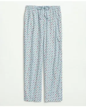Brooks Brothers Men's Cotton Poplin Oar Print Lounge Pants Light Blue Brooks Brothers