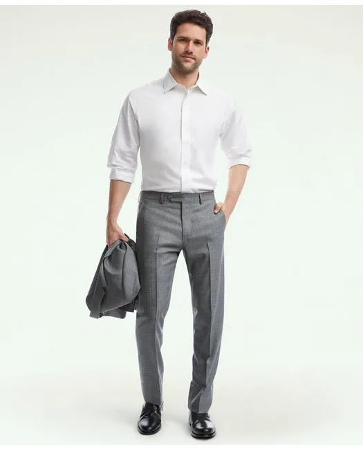 Brooks Brothers Men's Explorer Collection Regent Fit Prince of Wales Suit Pants Grey Brooks Brothers