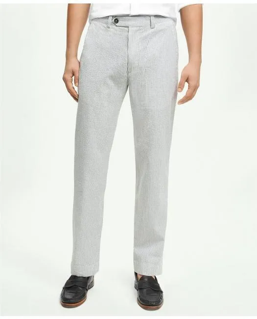 Brooks Brothers Men's Milano Slim-Fit Washed Stretch Cotton Seersucker Pants Grey Brooks Brothers