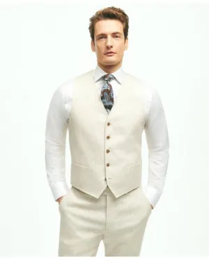 Brooks Brothers Men's Regent Fit Linen Cotton Herringbone Vest Beige Brooks Brothers
