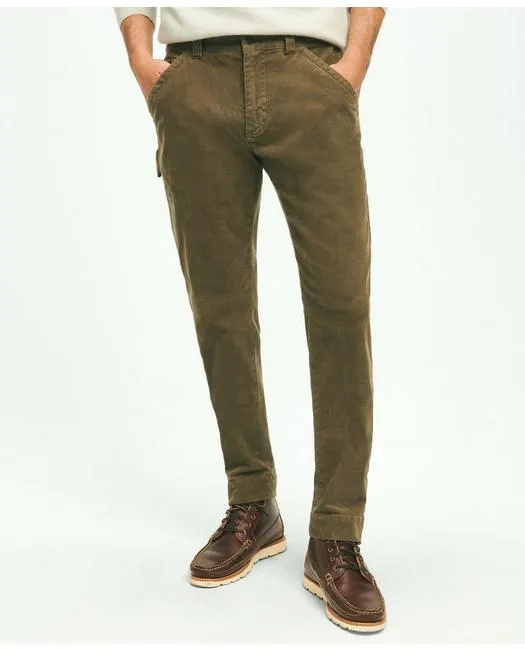 Brooks Brothers Men's Slim Fit Stretch Cotton Corduroy Carpenter Pants Olive Brooks Brothers