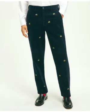 Brooks Brothers Men's Stretch Cotton Holiday Fleece Corduroy Pants Navy Brooks Brothers