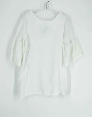 Bryn Walker Size XXS White Bell Sleeves Linen Tops Top-3/4 Sleeve