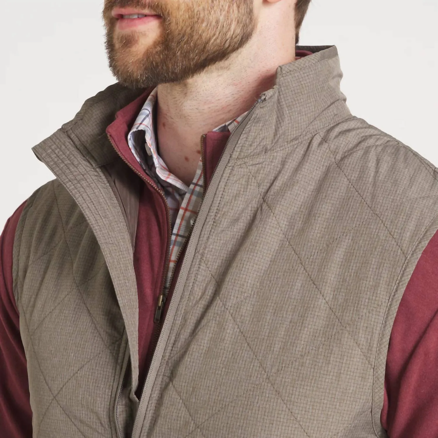 Bryson Ripstop Quilted Vest In Stone Brown