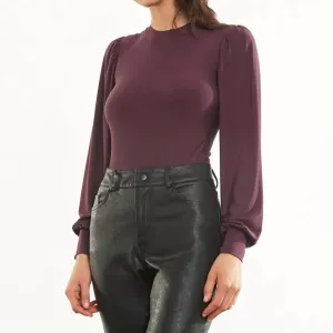 Butter Balloon Sleeve Bodysuit In Eggplant