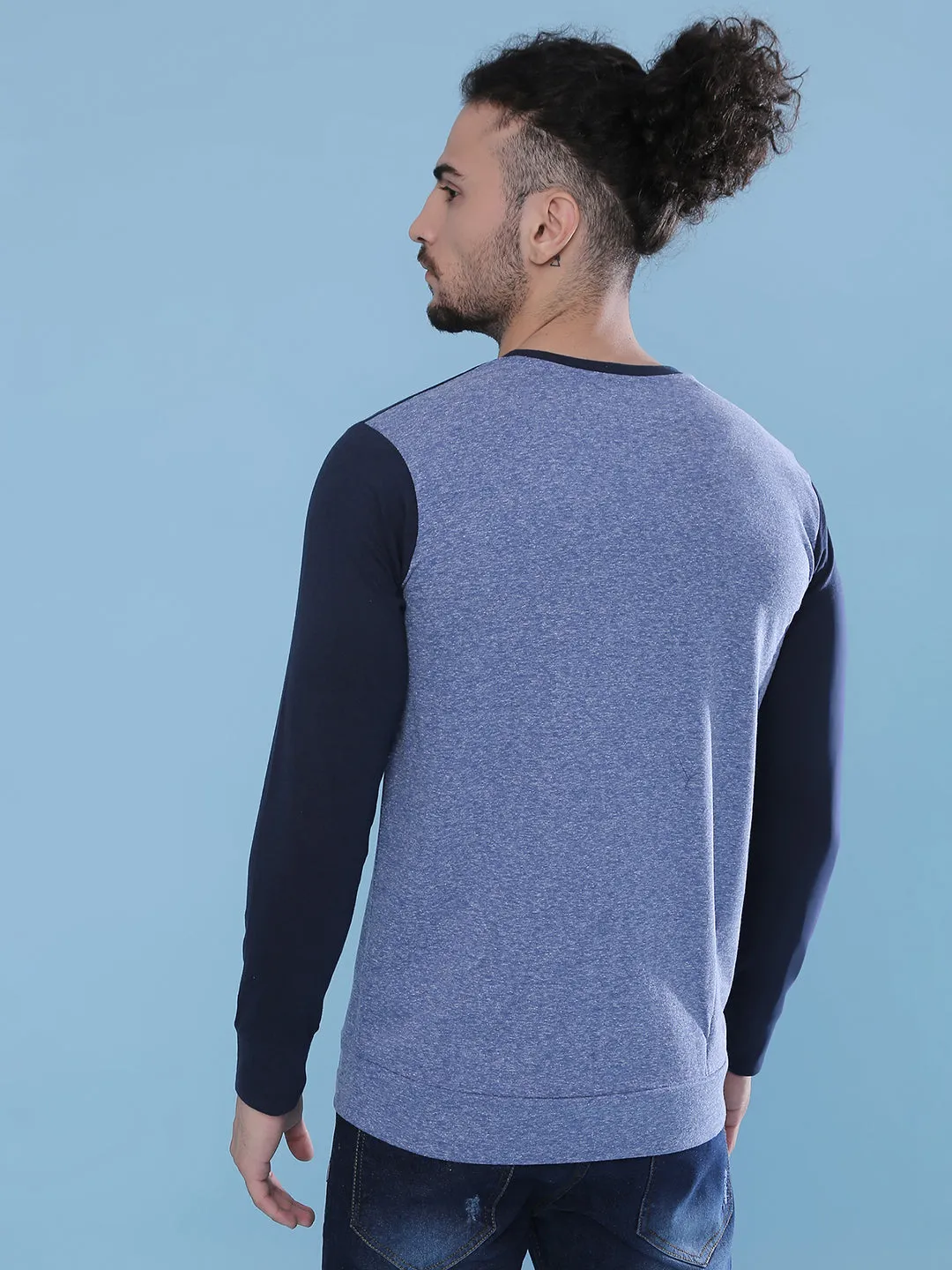 Campus Sutra Colorblock Men's Round Neck Black T-Shirt