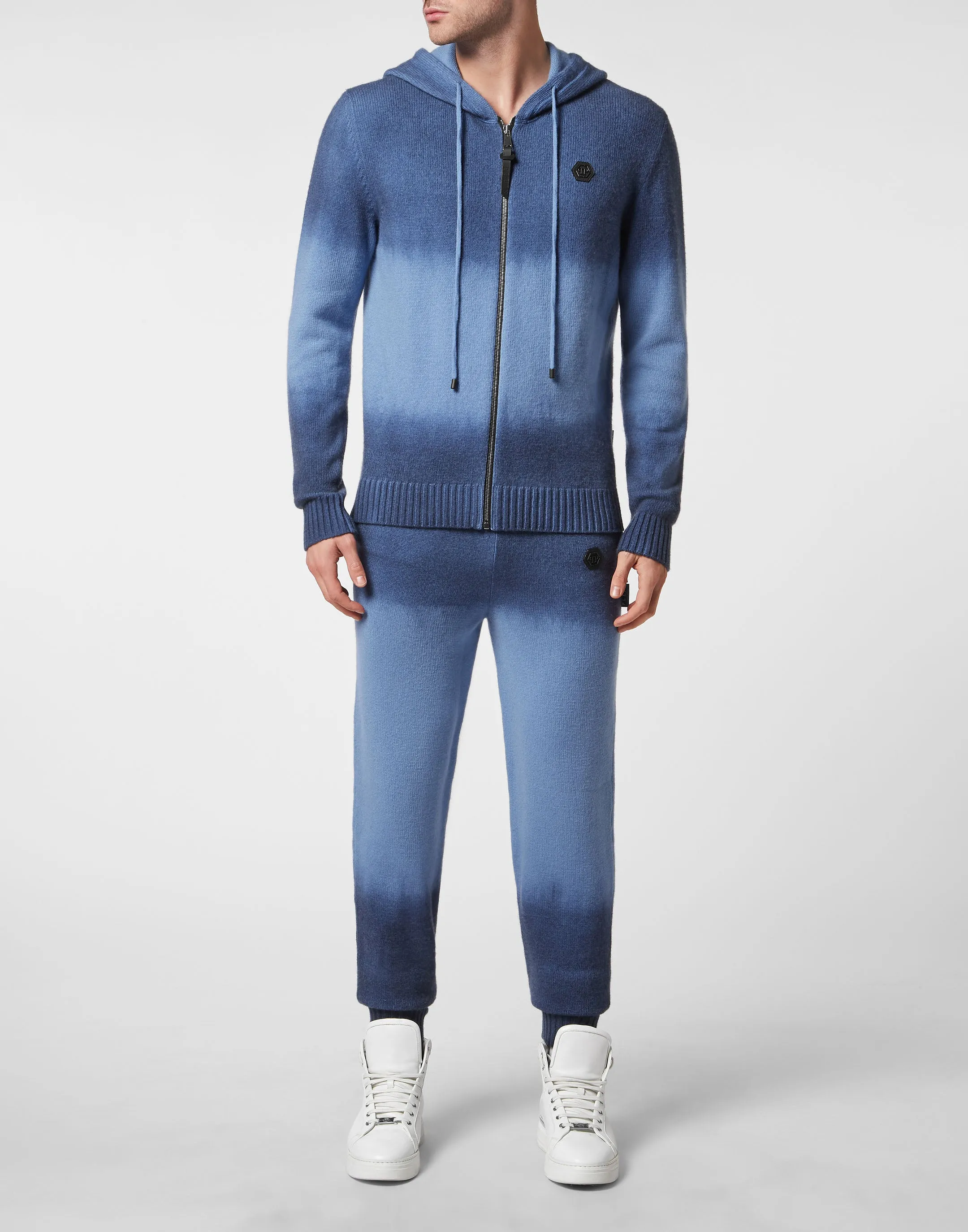 Cash Wool Jogging Knit Suit: Jacket/trousers python insert Skull