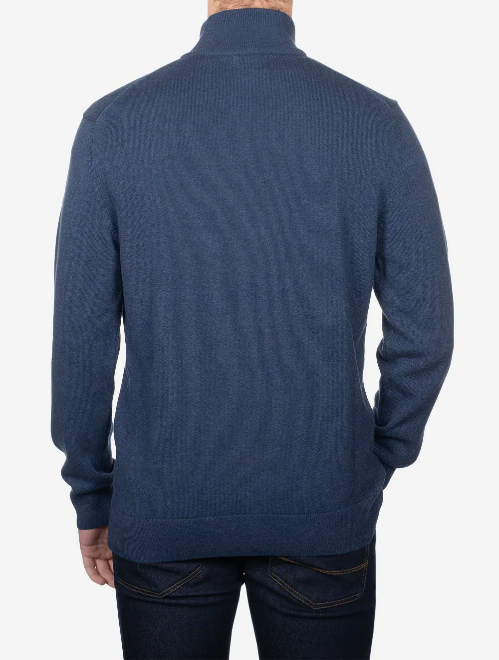 Casual Cotton Zip Cardigan Marine Melange