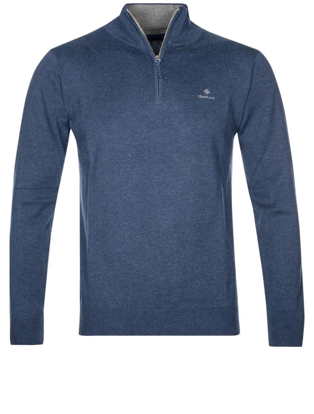 Classic Cotton Half-Zip Sweater Dark Jeansblue Melange