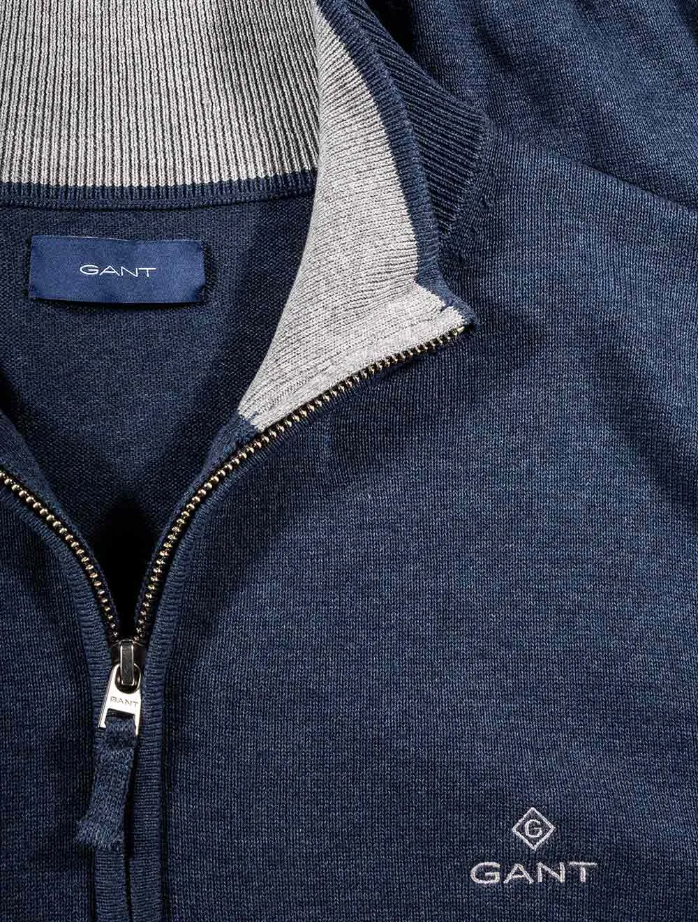 Classic Cotton Half-Zip Sweater Dark Jeansblue Melange