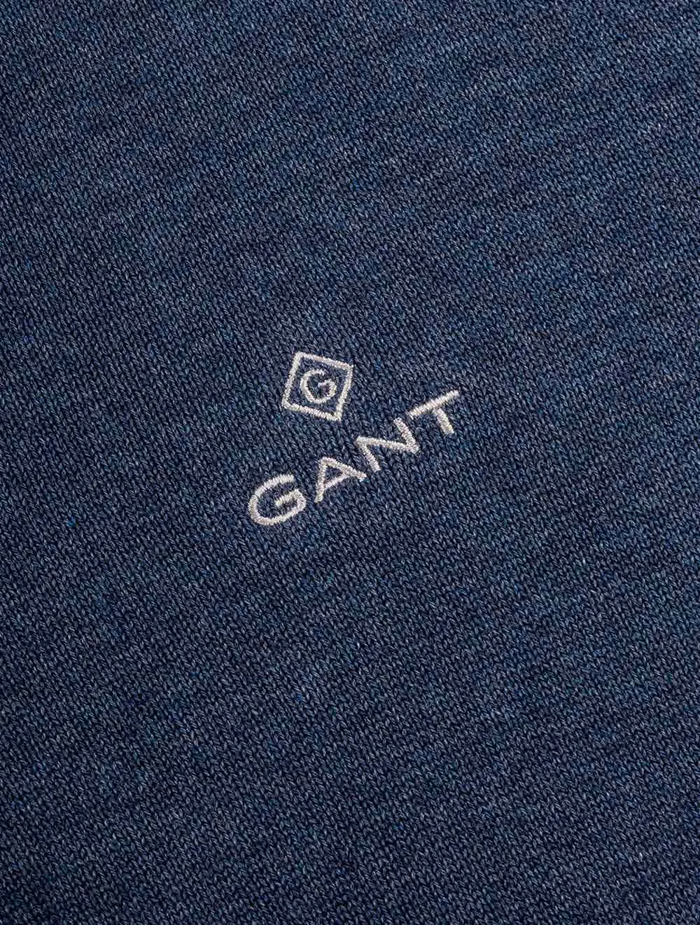 Classic Cotton Half-Zip Sweater Dark Jeansblue Melange