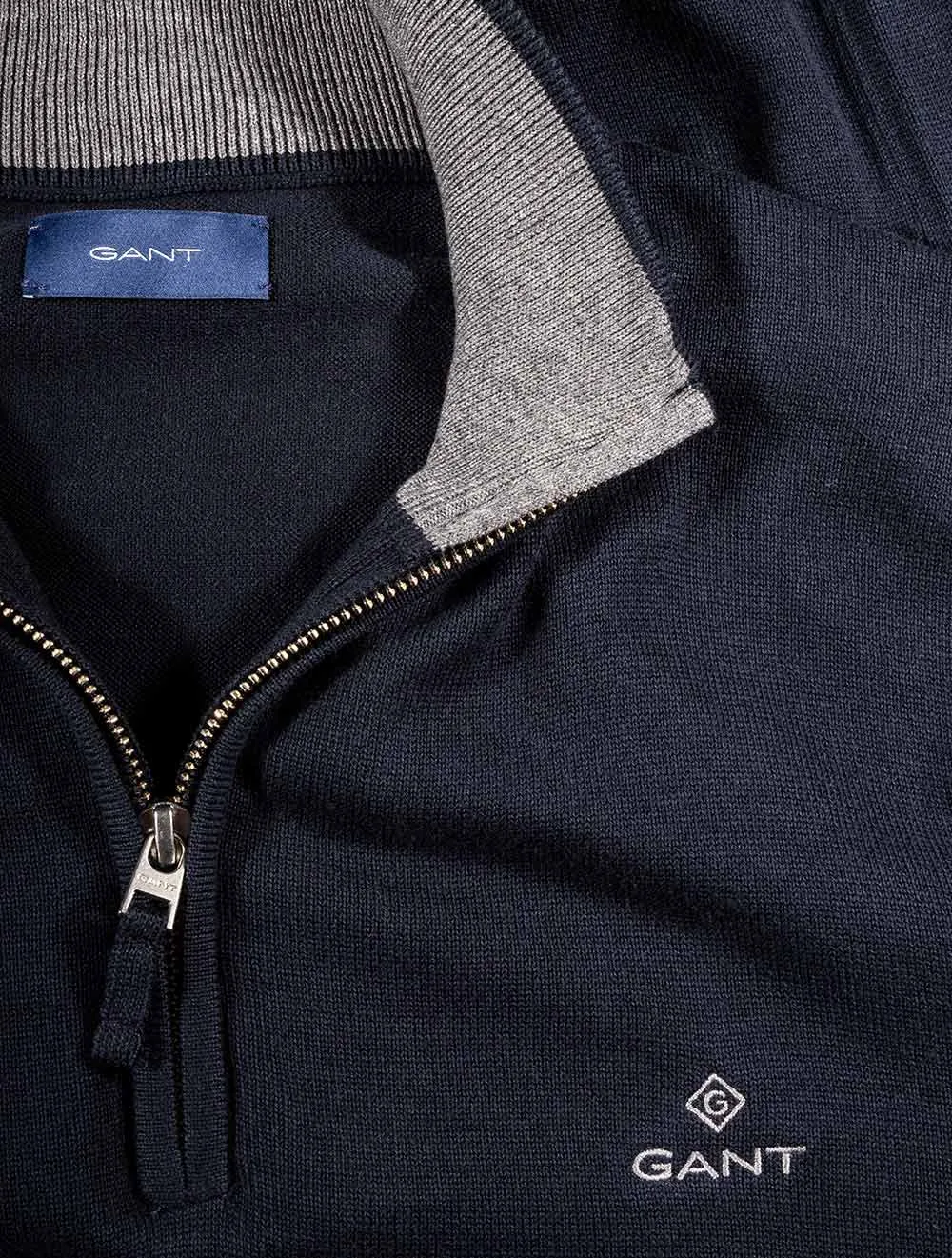 Classic Cotton Half-Zip Sweater Evening Blue