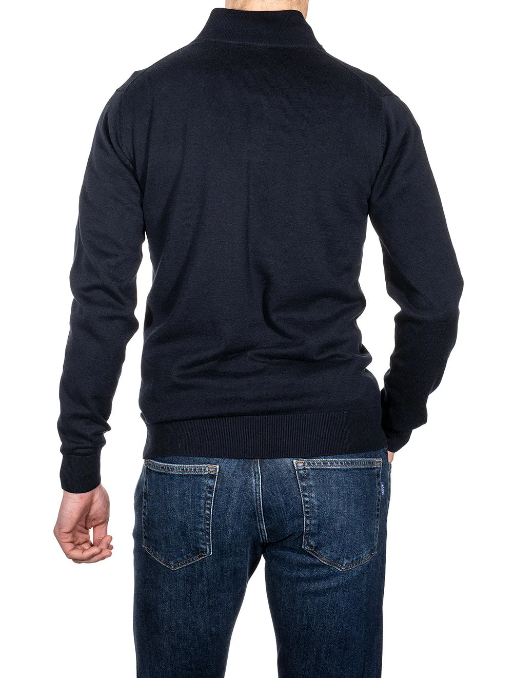 Classic Cotton Half-Zip Sweater Evening Blue