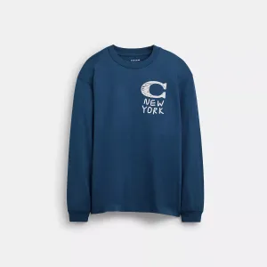 Coach Outlet New York Long Sleeve T Shirt In Organic Cotton