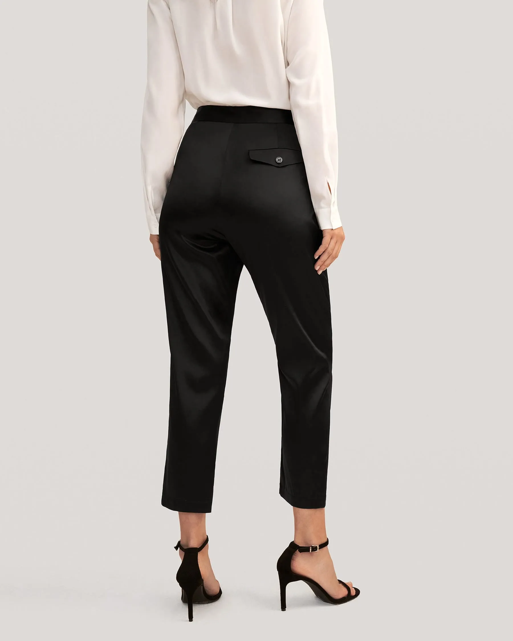 Comfort Fit Silk Cigarette Pants for Women