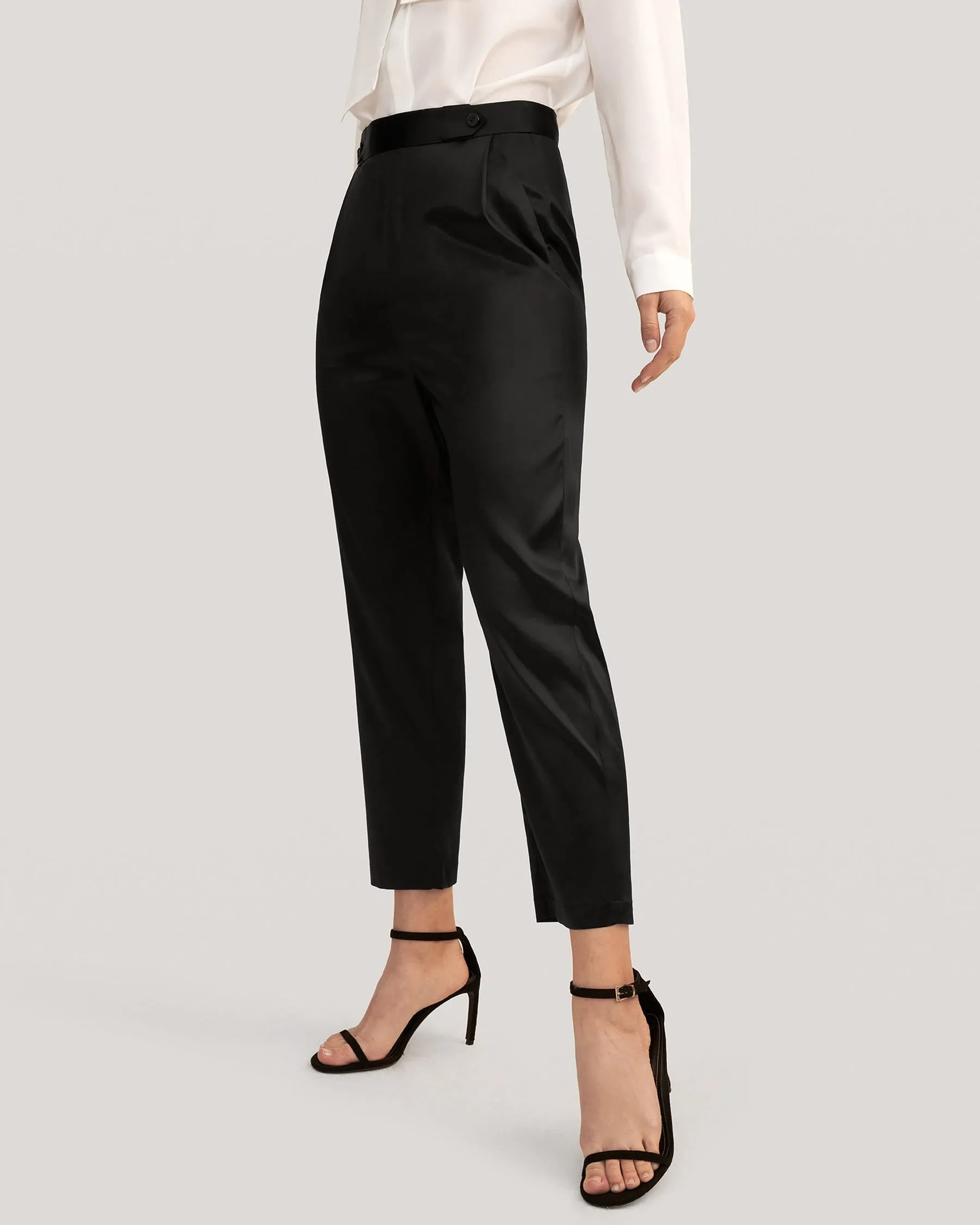 Comfort Fit Silk Cigarette Pants for Women