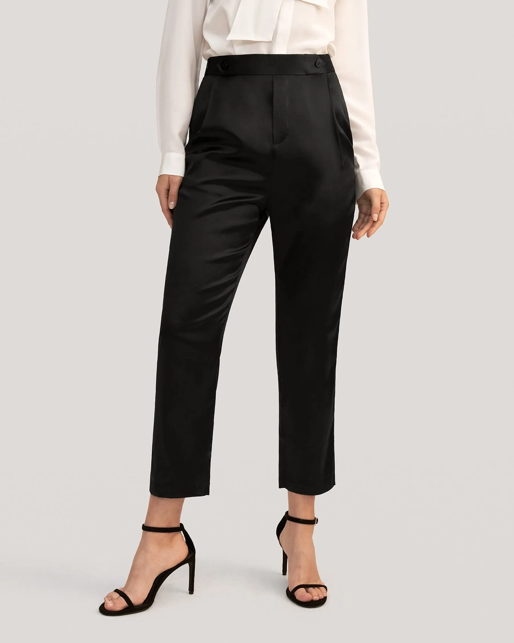 Comfort Fit Silk Cigarette Pants for Women