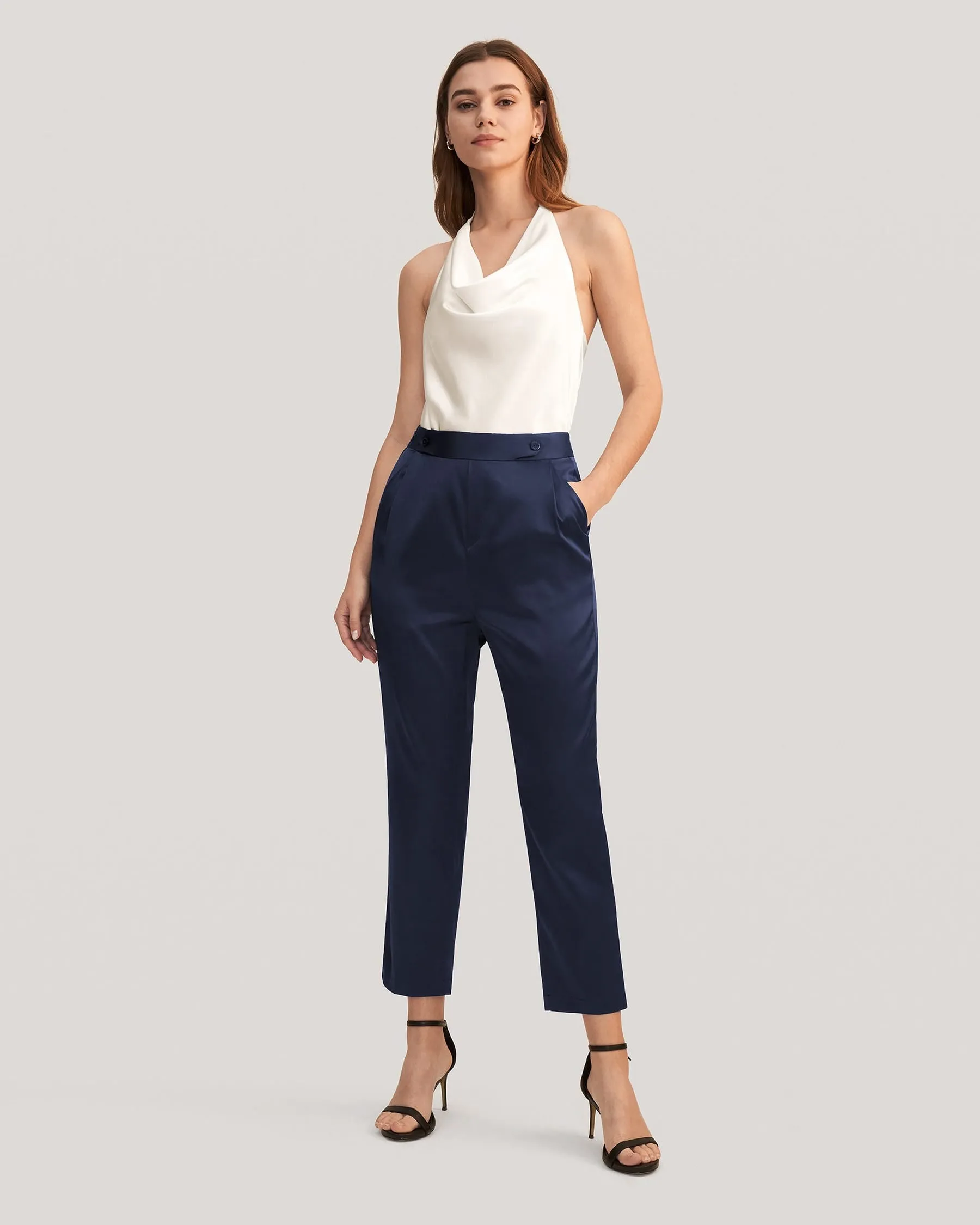Comfort Fit Silk Cigarette Pants for Women