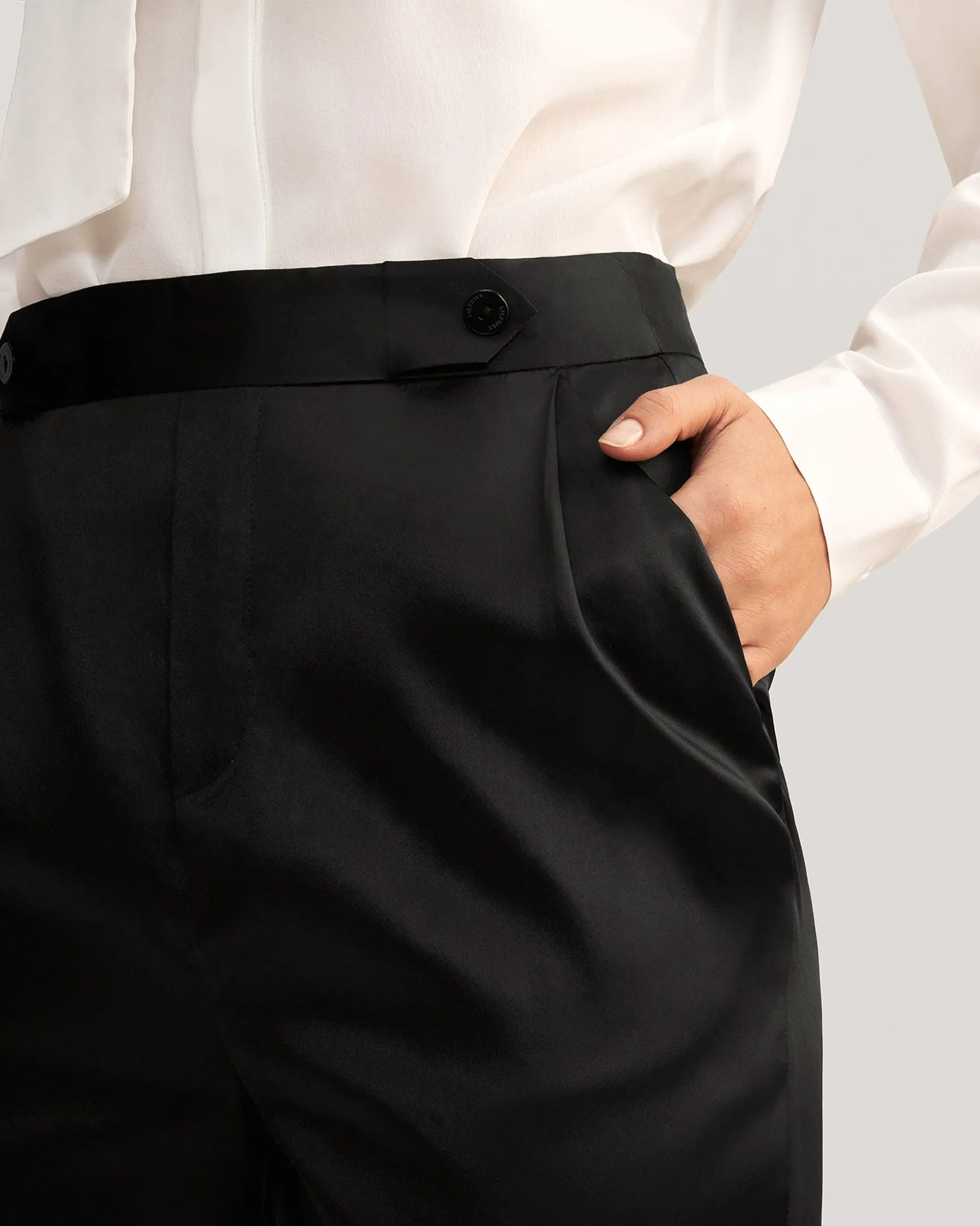 Comfort Fit Silk Cigarette Pants for Women