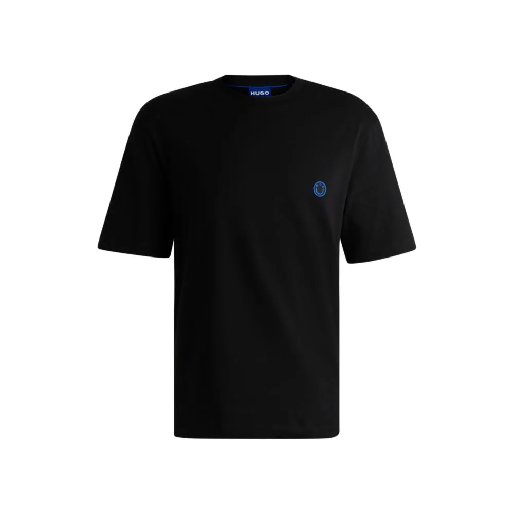 Cotton-jersey T-shirt with HAPPY HUGO logo