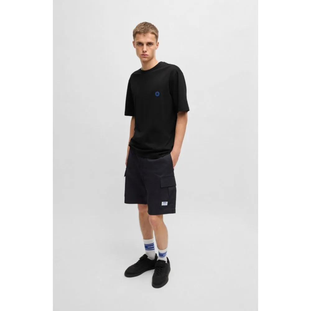 Cotton-jersey T-shirt with HAPPY HUGO logo