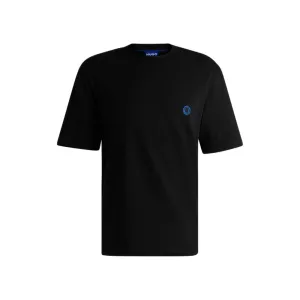Cotton-jersey T-shirt with HAPPY HUGO logo