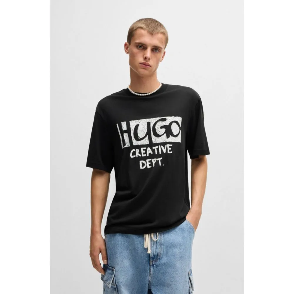 Cotton-jersey T-shirt with logo artwork