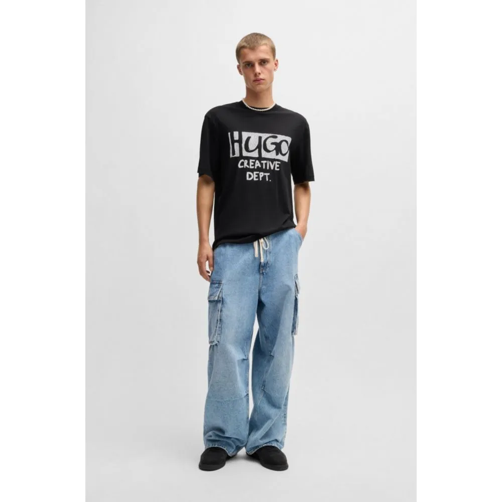 Cotton-jersey T-shirt with logo artwork