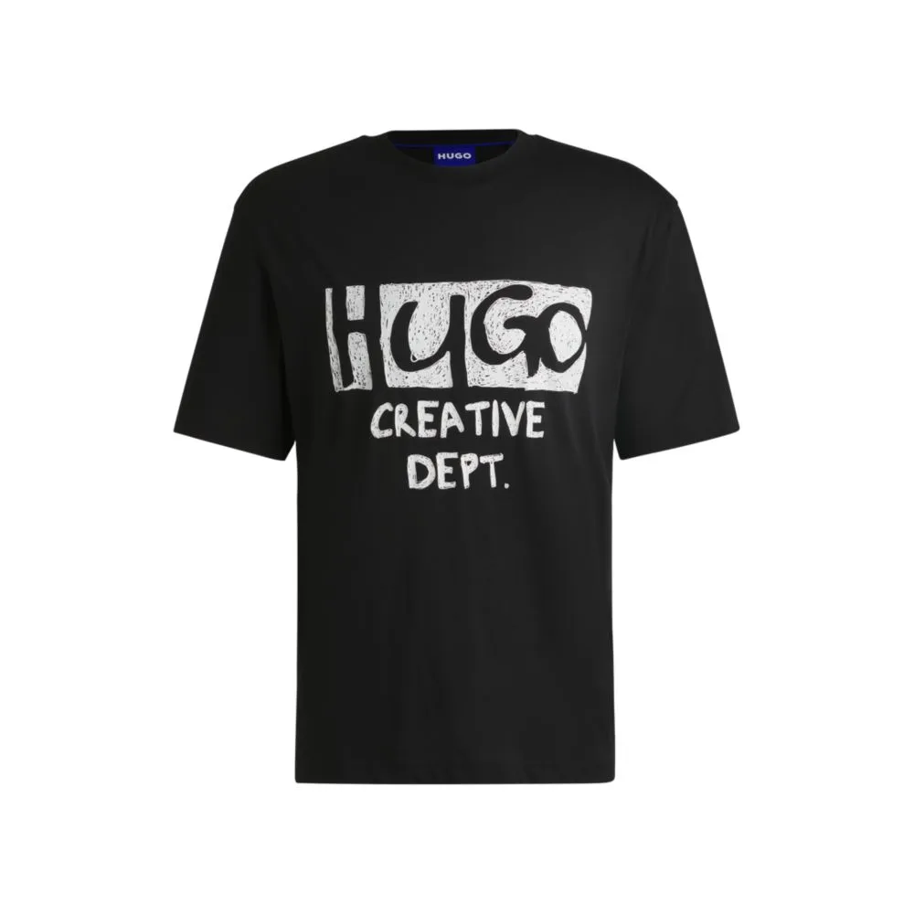 Cotton-jersey T-shirt with logo artwork