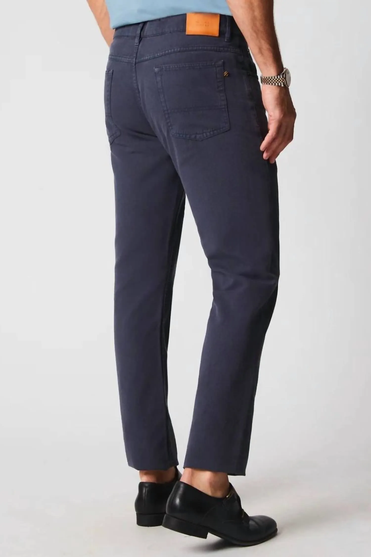 Cotton Linen 5 Pocket Pants In Carbon Blue