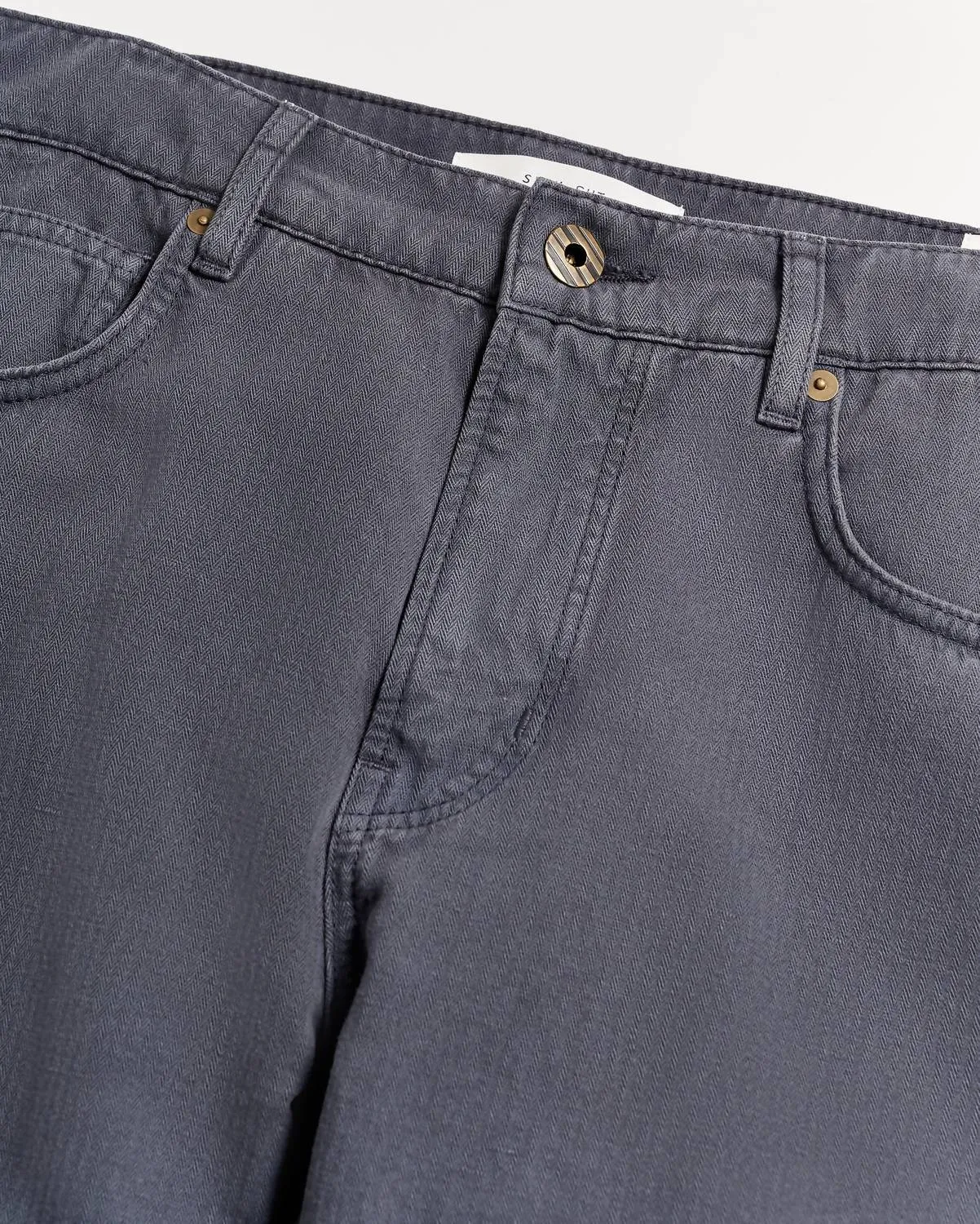 Cotton Linen 5 Pocket Pants In Carbon Blue