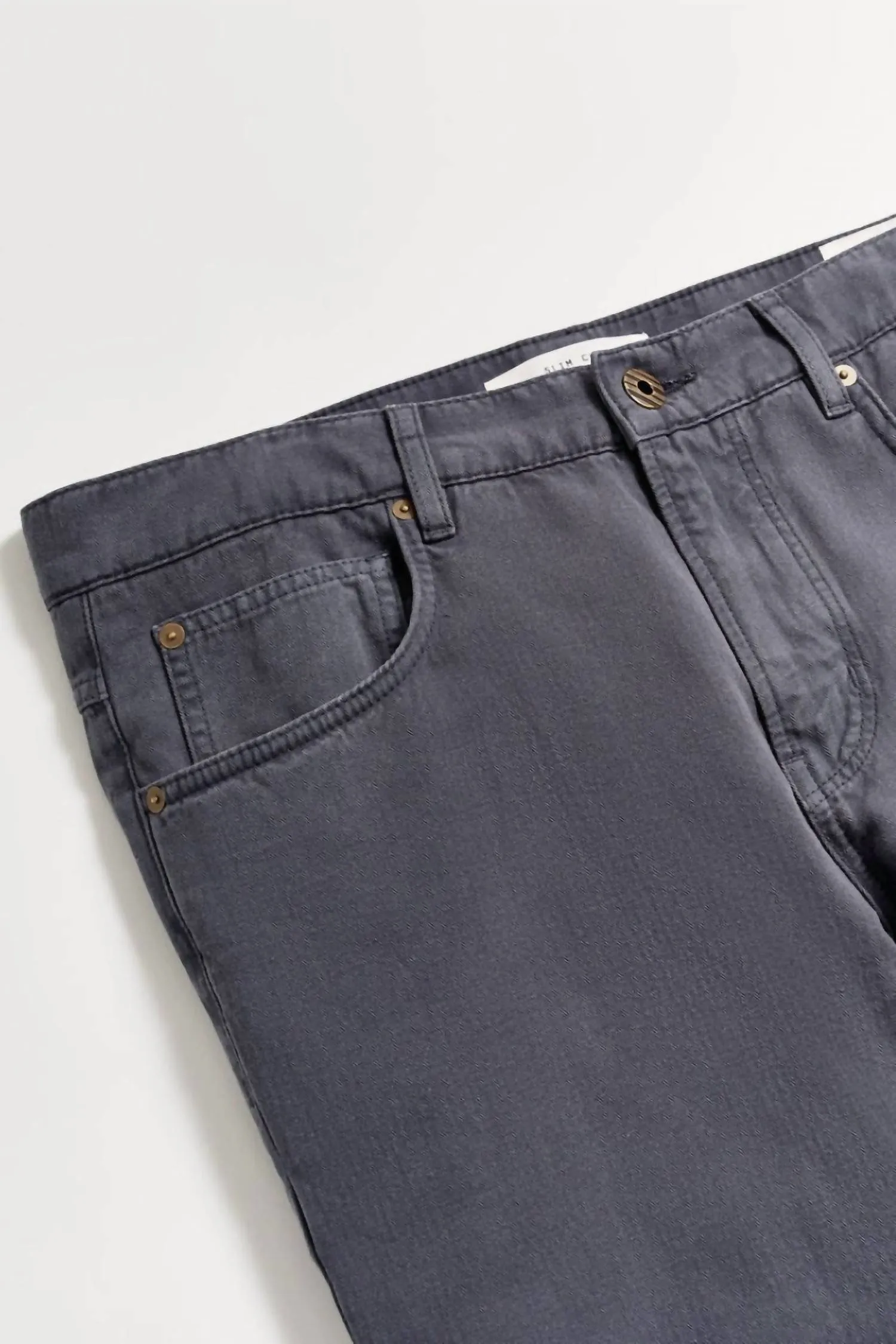 Cotton Linen 5 Pocket Pants In Carbon Blue