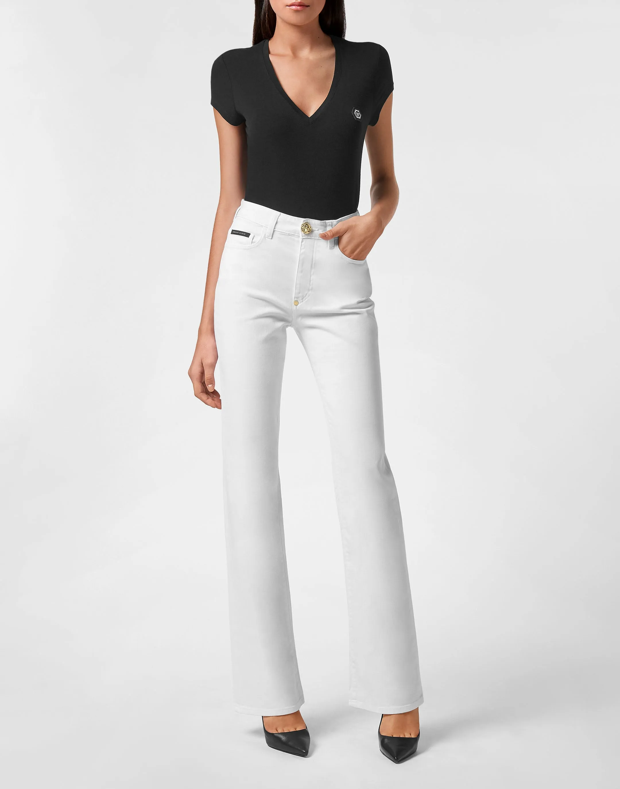 Denim High wasted flare Trousers