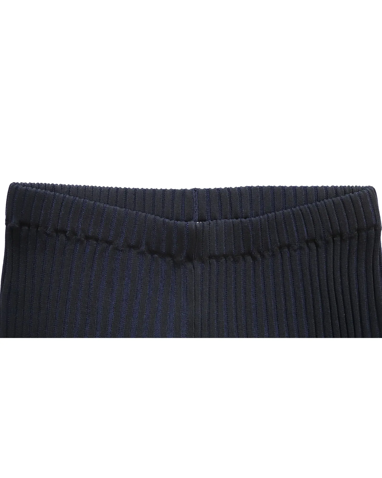Dion Lee Slim Fit Semi Bell Bottom Striped Leggings in Navy Blue Viscose