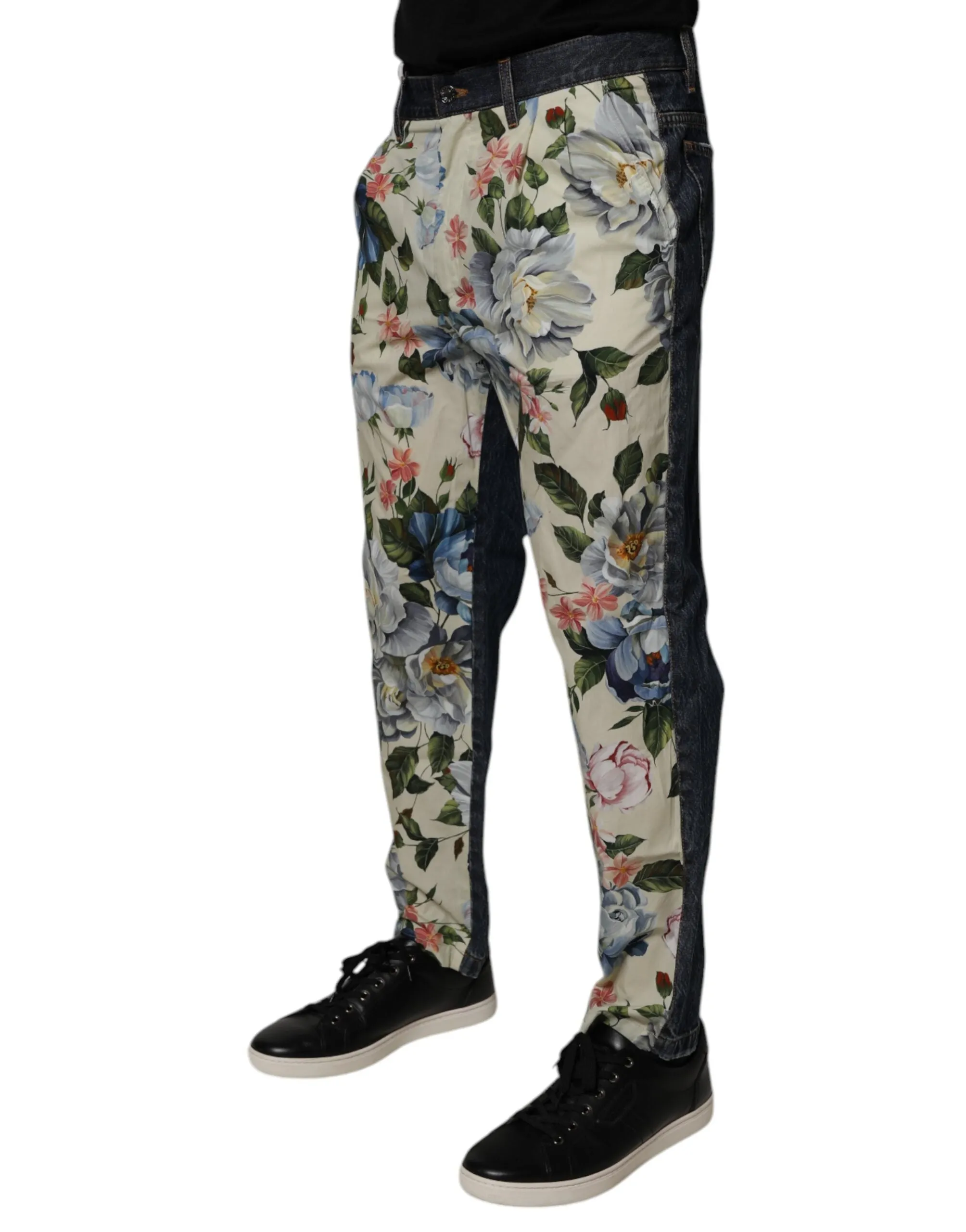 Dolce & Gabbana blue Floral Cotton Men blue Men's Jeans