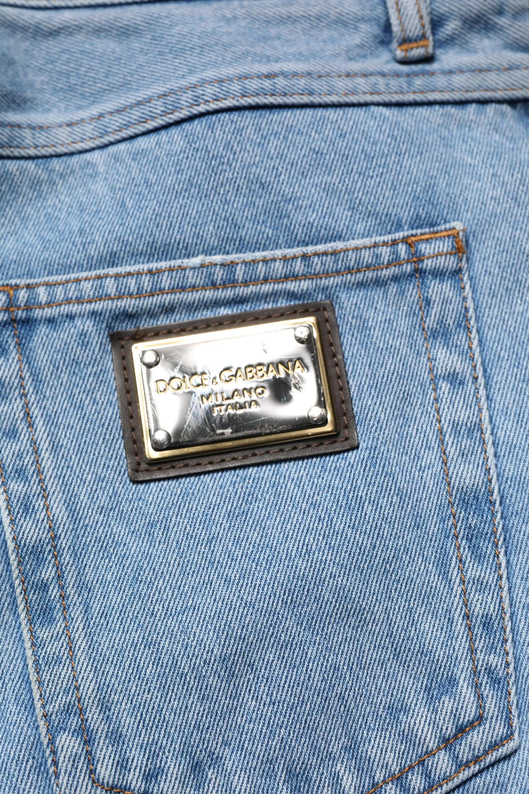 Dolce & Gabbana Cotton Skinny Men Mid Waist Men's Jeans (Pre-Owned)