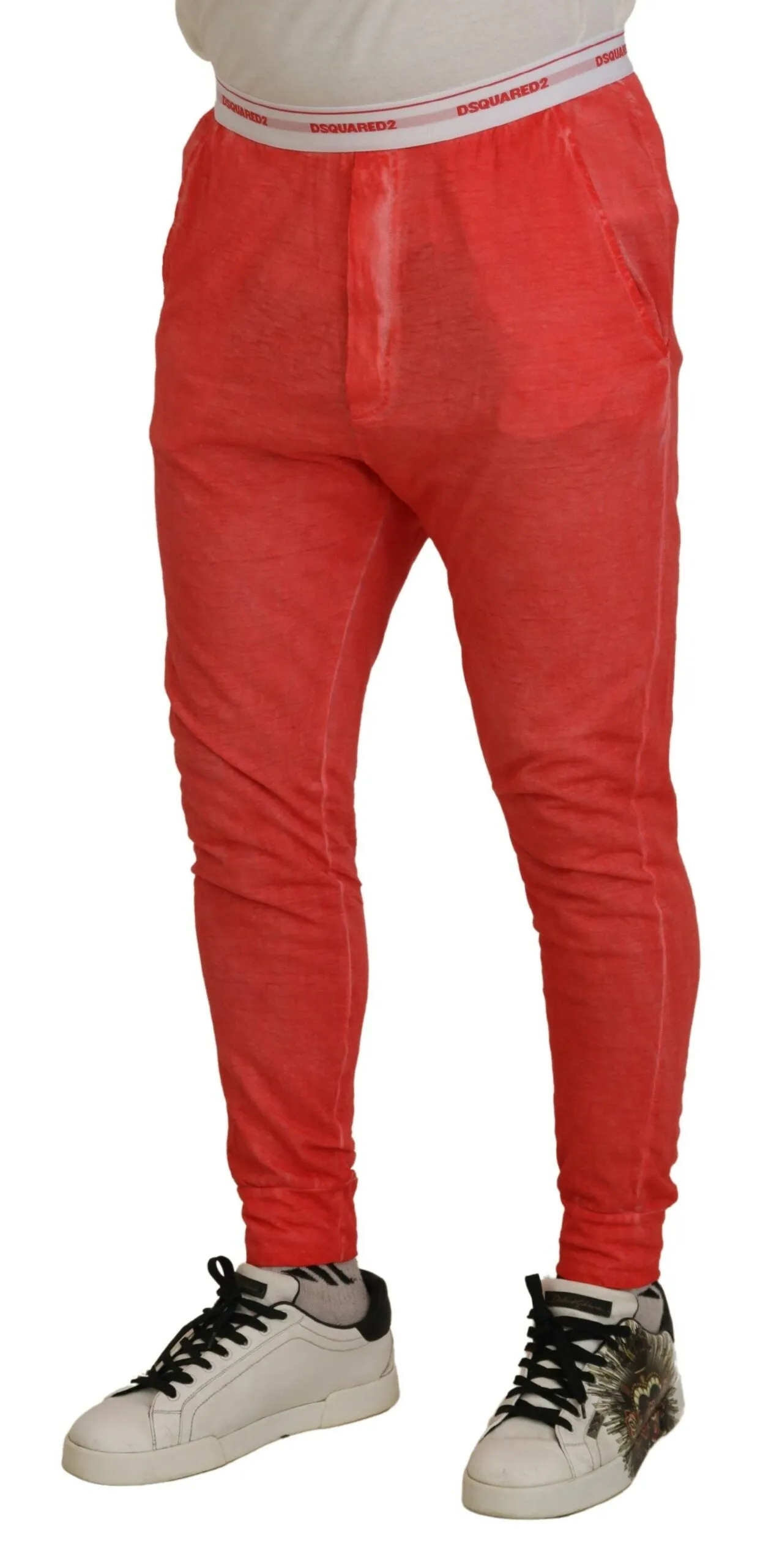 Dsqua2  Cotton Elastic Waist Logo Men Men's Pants